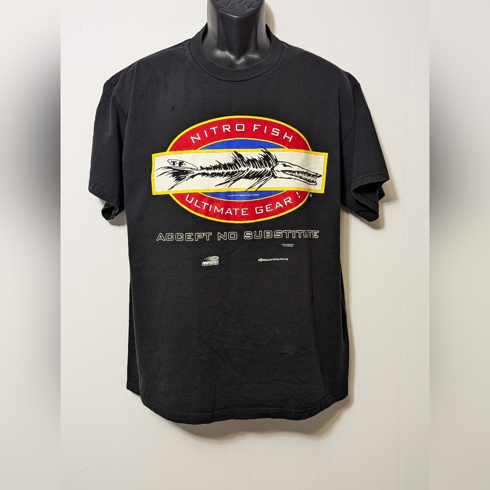Men's Vintage NHRA Nitro Fish Ultimate Gear Black Shirt Size Large